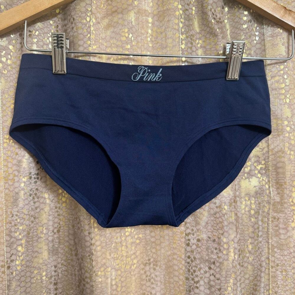 PINK Victorias Secret Navy Blue Seamless Hiphugger Panty Medium NWT